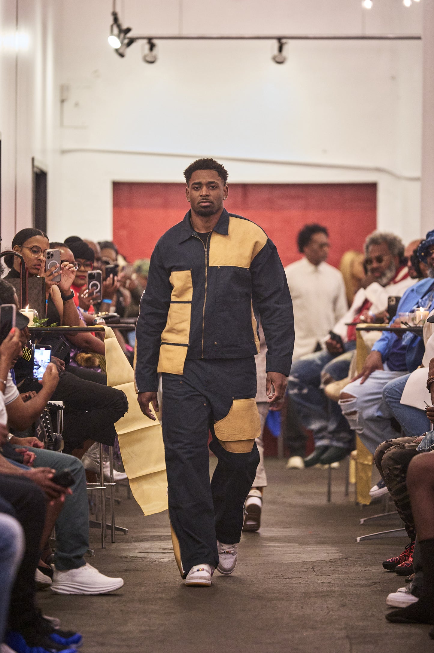 Two Piece Denim Leather Cargo Jacket & Pants