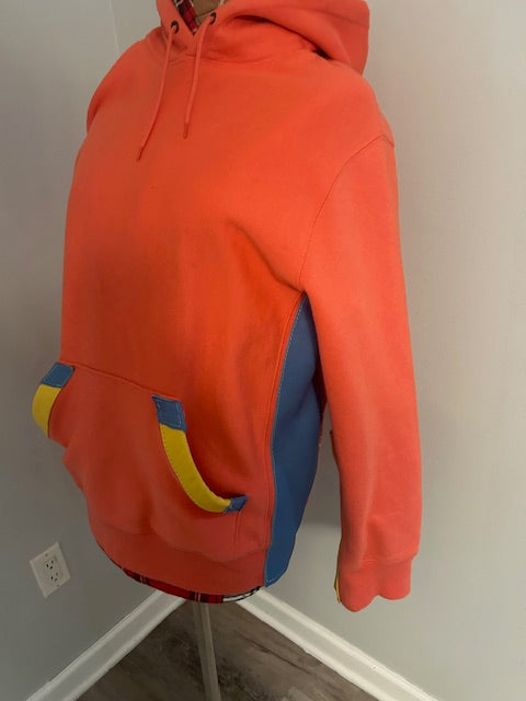 Leather Patchwork Hoodie