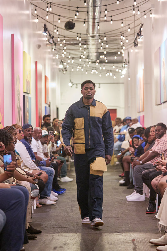 Two Piece Denim Leather Cargo Jacket & Pants