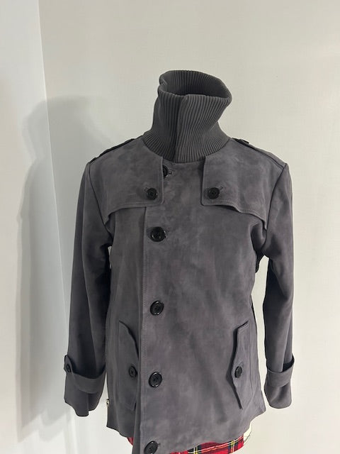 Smoke Grey Yahsi Utility Suede Jacket