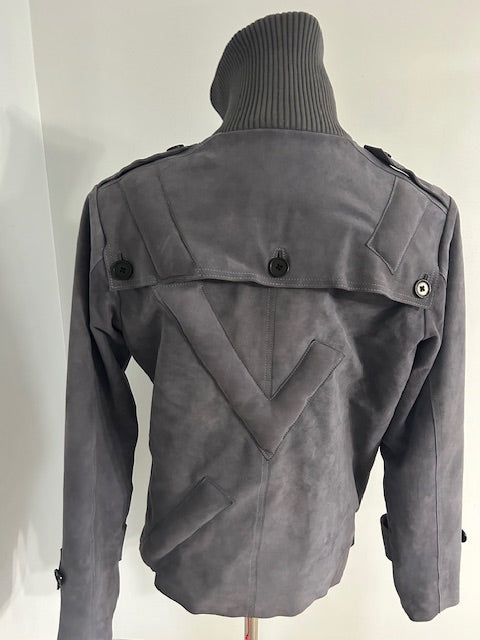 Smoke Grey Yahsi Utility Suede Jacket