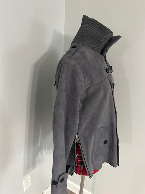 Smoke Grey Yahsi Utility Suede Jacket