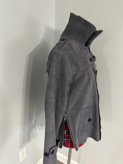 Smoke Grey Yahsi Utility Suede Jacket