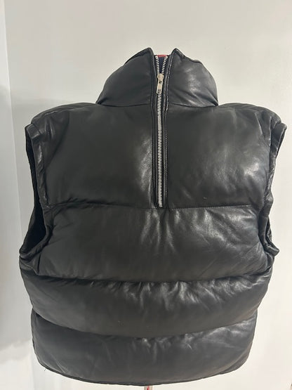 Black Puffer Leather Vest