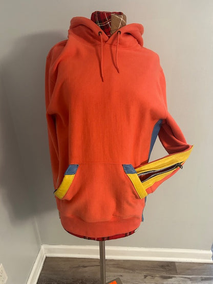 Leather Patchwork Hoodie