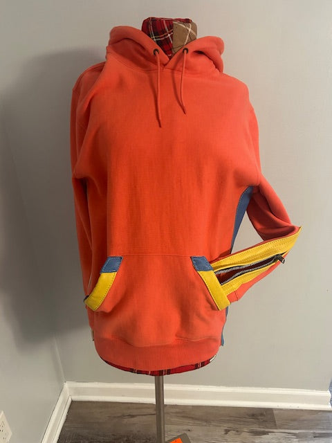 Leather Patchwork Hoodie