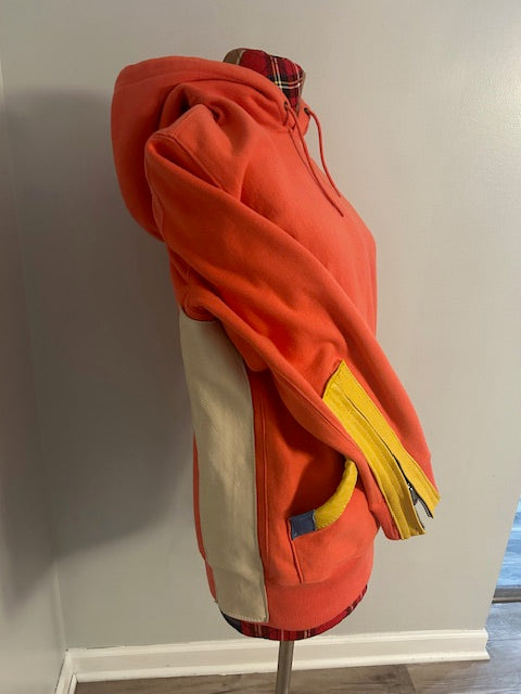Melon Patchwork Hoodie w/Cream & Yellow Leather