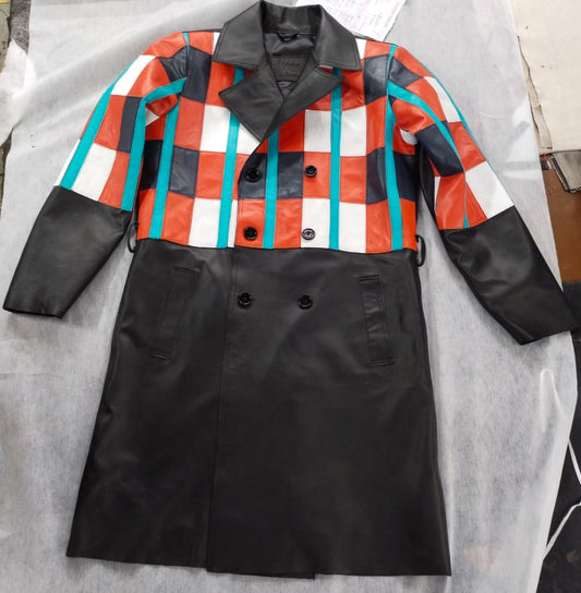 Patchwork Leather Trench Coat